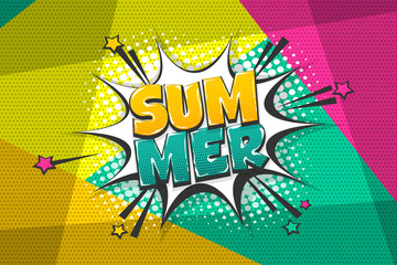 Summer comic text speech bubble pop art