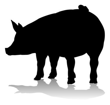recommend clip art: A pig silhouette farm animal graphic