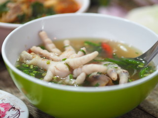 Chicken Feet Spicy Soup in Bowl