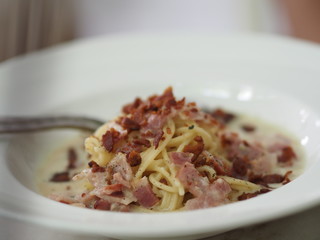 Spaghetti Carbonara Golden Yellow Cream Pasta Sauce