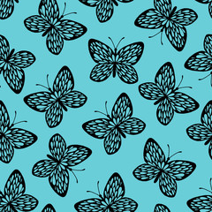Seamless pattern with butterflies.