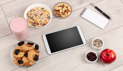 Healthy food composition with empty tablet