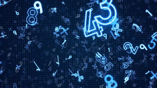 ブルーネオンの数字と記号の世界　　ループ
