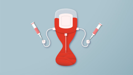 Element decoration for World blood donor day at June,14. Vector illustration in paper cut and craft style. This design is for poster,banner,advertisement.