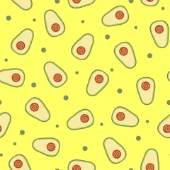 Wallpaper murals Yellow Abstract avocado pattern