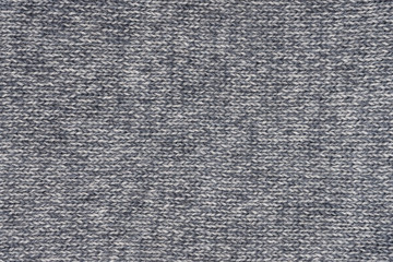 Grey woolen knitted texture with horizontal stitching. Part of sweater.