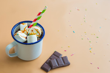Chocolate drink with marshmallow