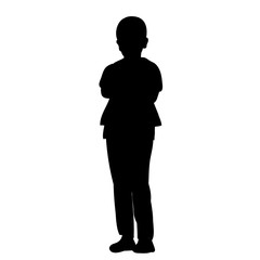 isolated, black silhouette boy standing guy