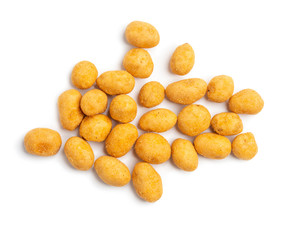 Crispy peanut isolated on white background.