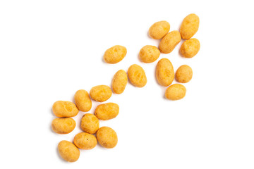 Crispy peanut isolated on white background.