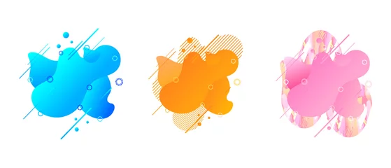 Fotobehang Vector Modern Abstract Liquid Shaped Graphic Design Elements Isolated on White Background, Dynamical Colorful Forms, Lines, Circles, Abstract Banners, Gradient Colors, Flowing Logo. © Aleksey