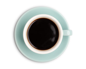 coffee cup top view  isolated on white background. with clipping path.