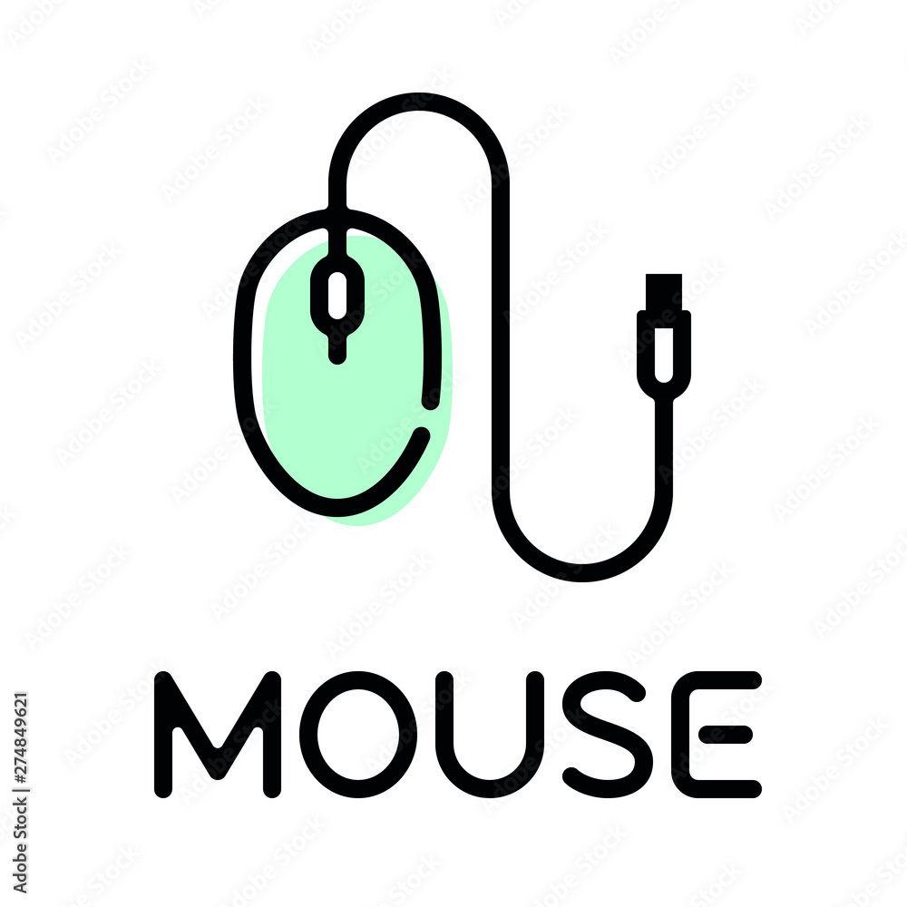 Poster wired mouse icon with text label