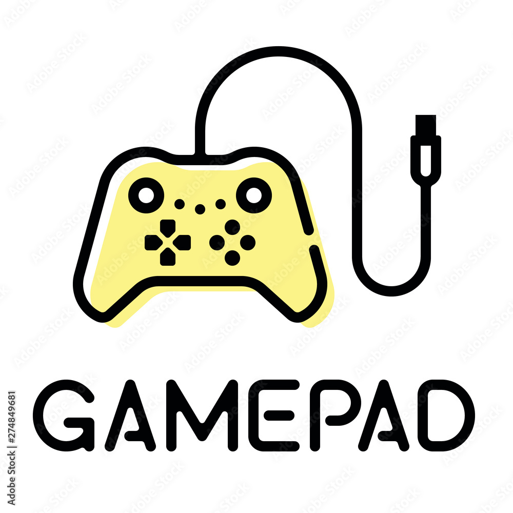 Poster gamepad controller pictogram with text label