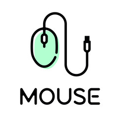 Wired mouse icon with text label