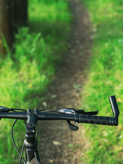 Bike on a beautiful forest road. The concept of active lifestyle and Cycling