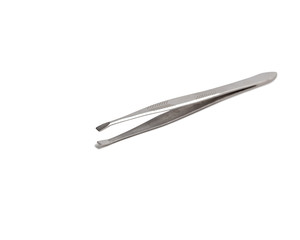 Stell tweezers isolated on white background.