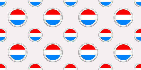 Luxembourg round flag seamless pattern. Repeated background. Vector circle icons. Grand Duchy of Luxembourg geometric symbols. Texture for Norse sports, travelling, designs. patriotic wallpaper.