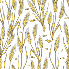Wheat graphic color seamless pattern background sketch illustration vector