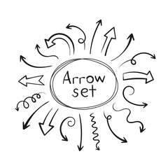 Super set different hand-drawn arrows, vector graphic design