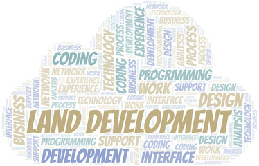 Fototapeta premium Land Development word cloud. Wordcloud made with text only.