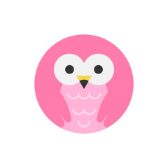 Cute flamingo round graphic vector icon. Pink flamingo bird, animal head, face illustration. Isolated.