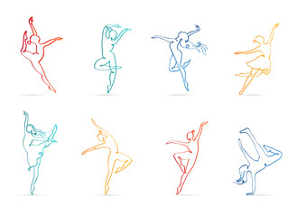 Abstract people logo design. Gym, fitness, running trainer vector colorful logo. Active Fitness, sport, dance web icon and symbol