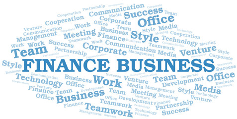 Finance Business word cloud. Collage made with text only.