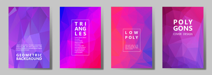 Facet polygonal abstract cover pages, low poly set