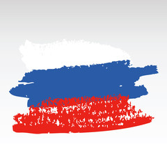 Flag of Russia. Russian flag. Brush stroke background