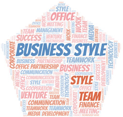 Business Style word cloud. Collage made with text only.