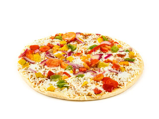 Fresh pizza with cheese isolated on white background