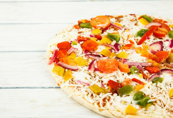 Fresh pizza close up