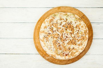 Fresh pizza close up