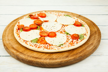 Fresh pizza close up