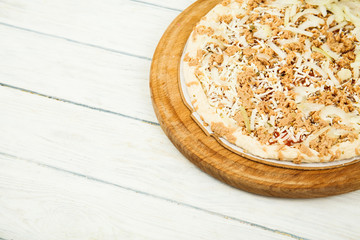 Fresh pizza close up