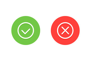 Check mark green and red icons. Modern vector illustration flat style