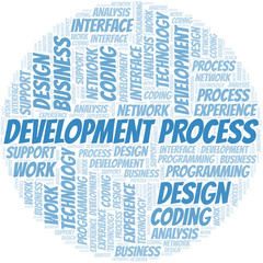 Fototapeta premium Development Process word cloud. Wordcloud made with text only.