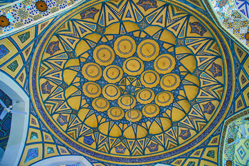 The tile dome in Imamzadeh Helal Ali Holy Shrine, Aran o Bidgol, Iran