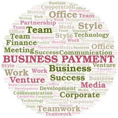 Business Payment word cloud. Collage made with text only.