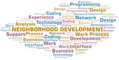 Neighborhood Development word cloud. Wordcloud made with text only.
