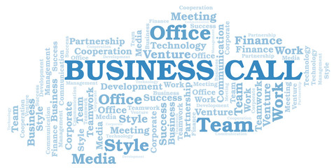 Obraz premium Business Call word cloud. Collage made with text only.