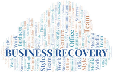Obraz premium Business Recovery word cloud. Collage made with text only.