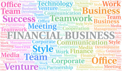 Financial Business word cloud. Collage made with text only.