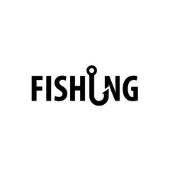 Fishing Hook Typography Logo