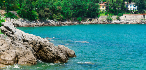 rocks in the Adriatic Sea. Between Opatija and Icici. Croatia