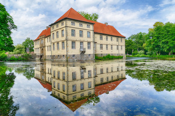 Historisches Wasserschloss in Herne - obrazy, fototapety, plakaty