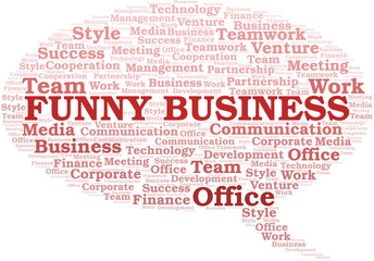 Funny Business word cloud. Collage made with text only.