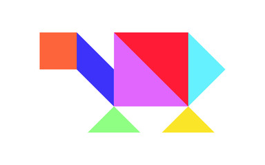 Color tangram puzzle in turtle or tortoise shape on white background (Vector)