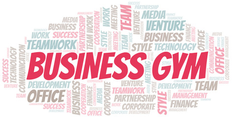 Fototapeta premium Business Gym word cloud. Collage made with text only.